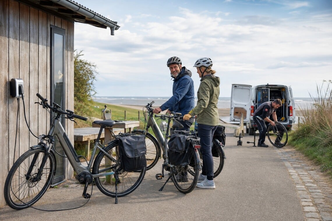 Fahrrad mieten an der Nordsee-Verleih- Akku laden und Pannenhilfe